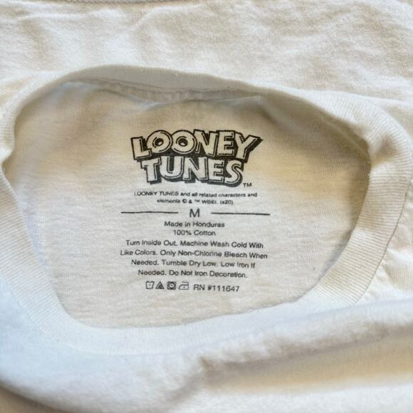 Looney Tunes White T-shirt Tee Big Logo Y2K Men’s Size M - Picture 3 of 4